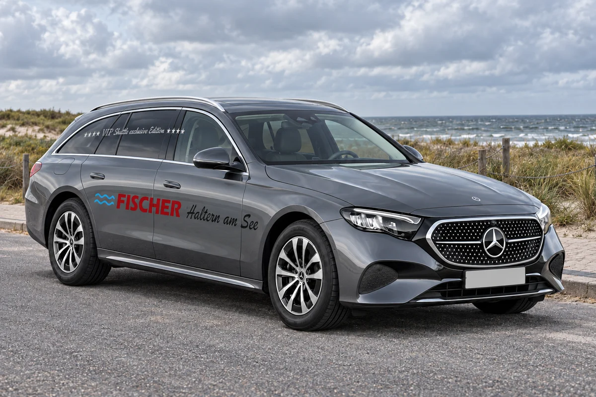 Graue Mercedes E-Klasse von Fischer Bustouristik
