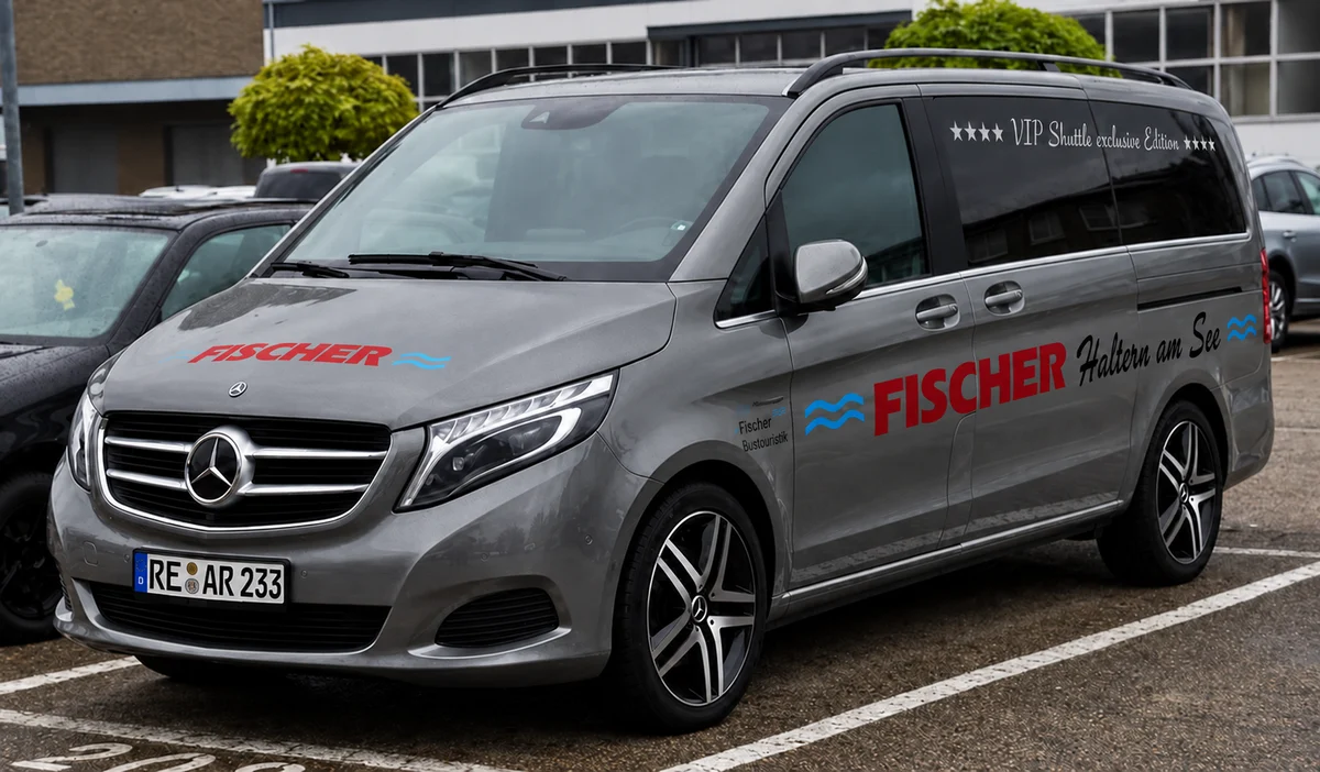 Silberne Mercedes V-Klasse von Fischer Bustouristik